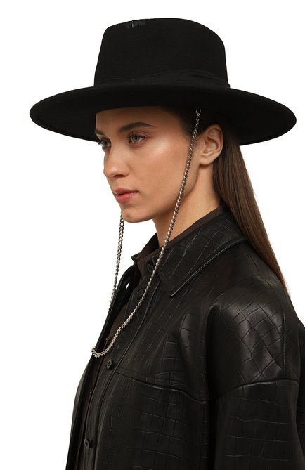Женская шерстяная шляпа jack chains silver COCOSHNICK HEADDRESS черного цвета, арт. jackchainssilver | Фото 2 (Материал: Текстиль)