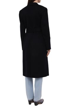 Женское пальто из шерсти и кашемира LOW CLASSIC синего цвета, арт. L0W21FW_CT11NV | Фото 4 (Материал внешний: Шерсть; Рукава: Длинные; Стили: Классический; Длина (верхняя одежда): Длинные; 1-2-бортные: Двубортные)