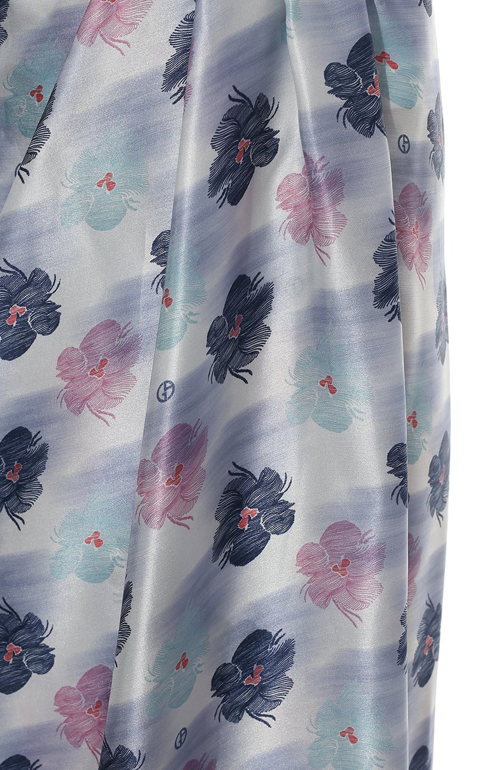 Женская шелковая юбка GIORGIO ARMANI голубого цвета, арт. 2SHNN06D/T03A6 | Фото 5 (Материал внешний: Шелк; Женское Кросс-КТ: Юбка-одежда; Длина Ж (юбки, платья, шорты): Макси; Стили: Романтичный)