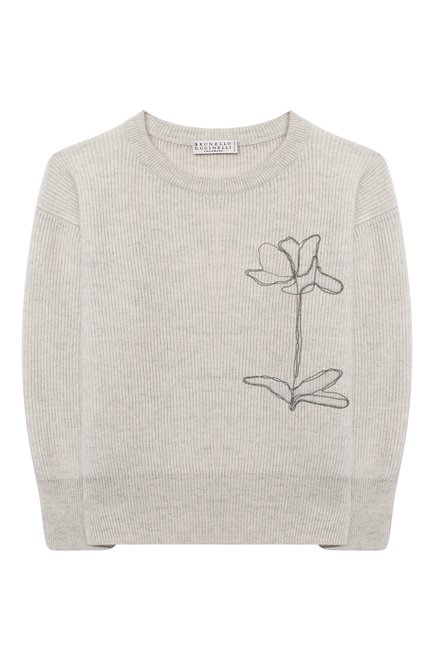 Детский кашемировый пуловер BRUNELLO CUCINELLI бежевого цвета по цене 98150 руб., арт. B12M14000B | Фото 1