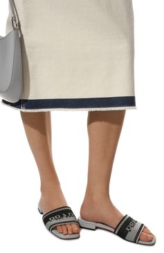 Женские текстильные шлепанцы PRADA серого цвета, арт. 1XX612-3LKB-F0EHZ-B010 | Фото 3 (Материал внешний: Текстиль; Материал внутренний: Натуральная кожа; Подошва: Плоская)
