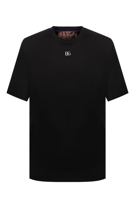 Мужская футболка DOLCE & GABBANA черного цвета, арт. I8AEFZ/G7CZ3 | Фото 1 (Стили: Спорт-шик; Материал внешний: Хлопок, Шелк; Рукава: Короткие; Длина (для топов): Стандартные; Принт: С принтом)