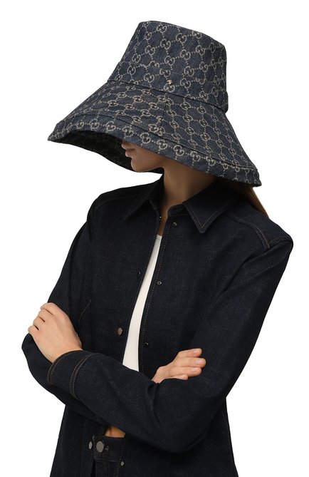 Женская шляпа GUCCI темно-синего цвета, арт. 631958 3HAAH | Фото 2 (Материал: Текстиль)