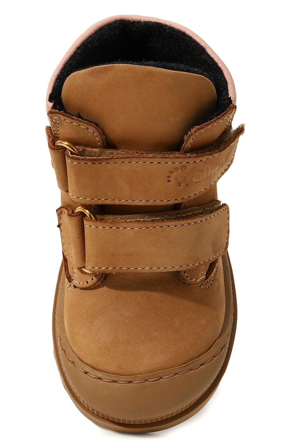 Детские кожаные ботинки WALKEY бежевого цвета, арт. Y1A5-42864-1155524/20-24 | Фото 4 (Материал утеплителя: Натуральный мех, Шерсть; Материал сплава: Проставлено; Нос: Не проставлено)