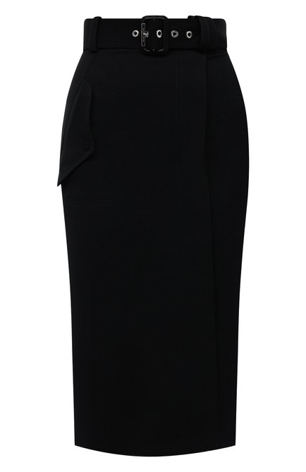 Женская шерстяная юбка ALEXANDER MCQUEEN черного цвета по цене 121000 руб., арт. 677854/QJACH | Фото 1