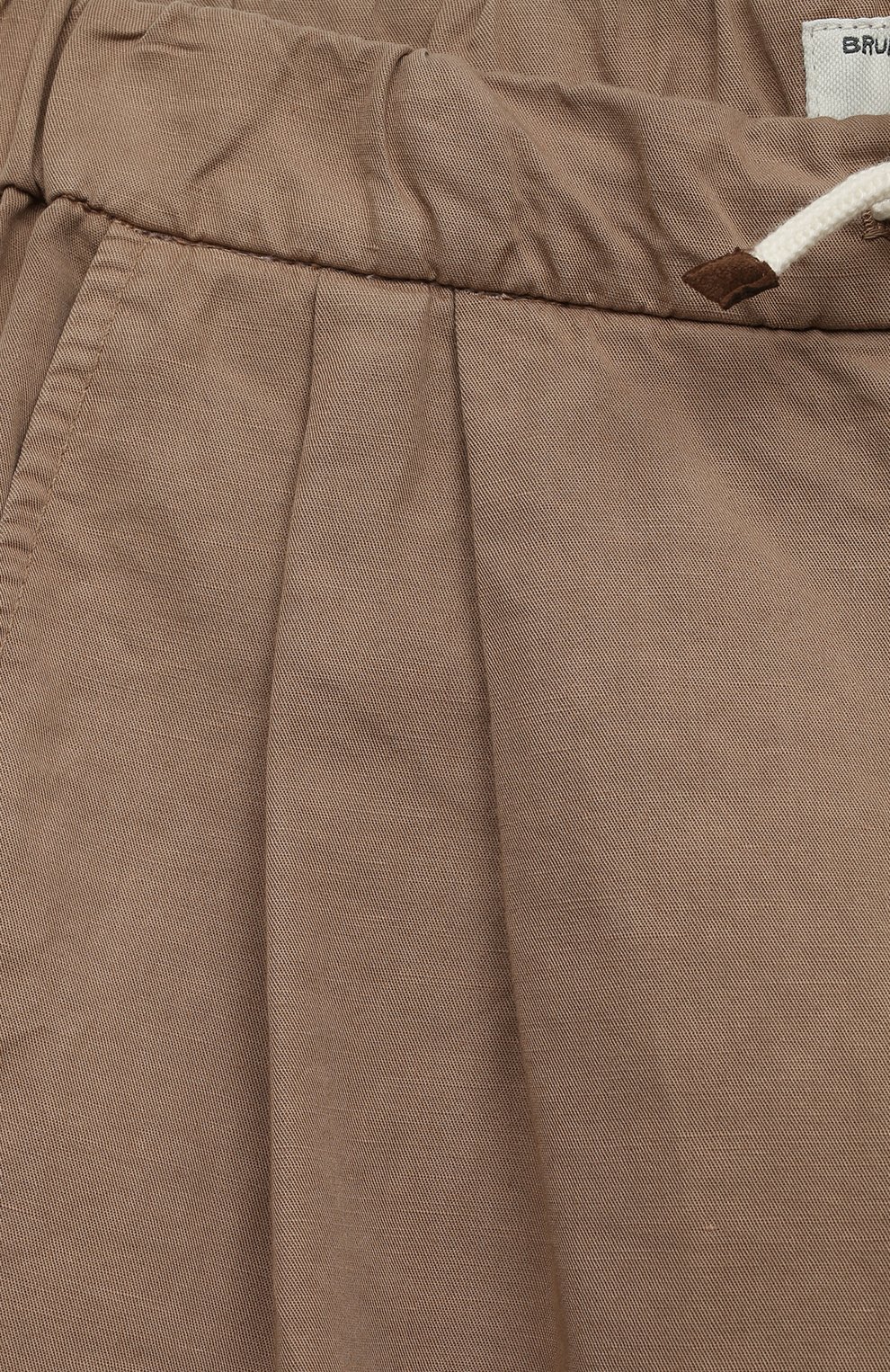 Детские брюки изо льна и хлопка BRUNELLO CUCINELLI светло-коричневого цвета, арт. B291DP113C | Фото 3 (Случай: Повседневный; Материал внешний: Хлопок, Лен)