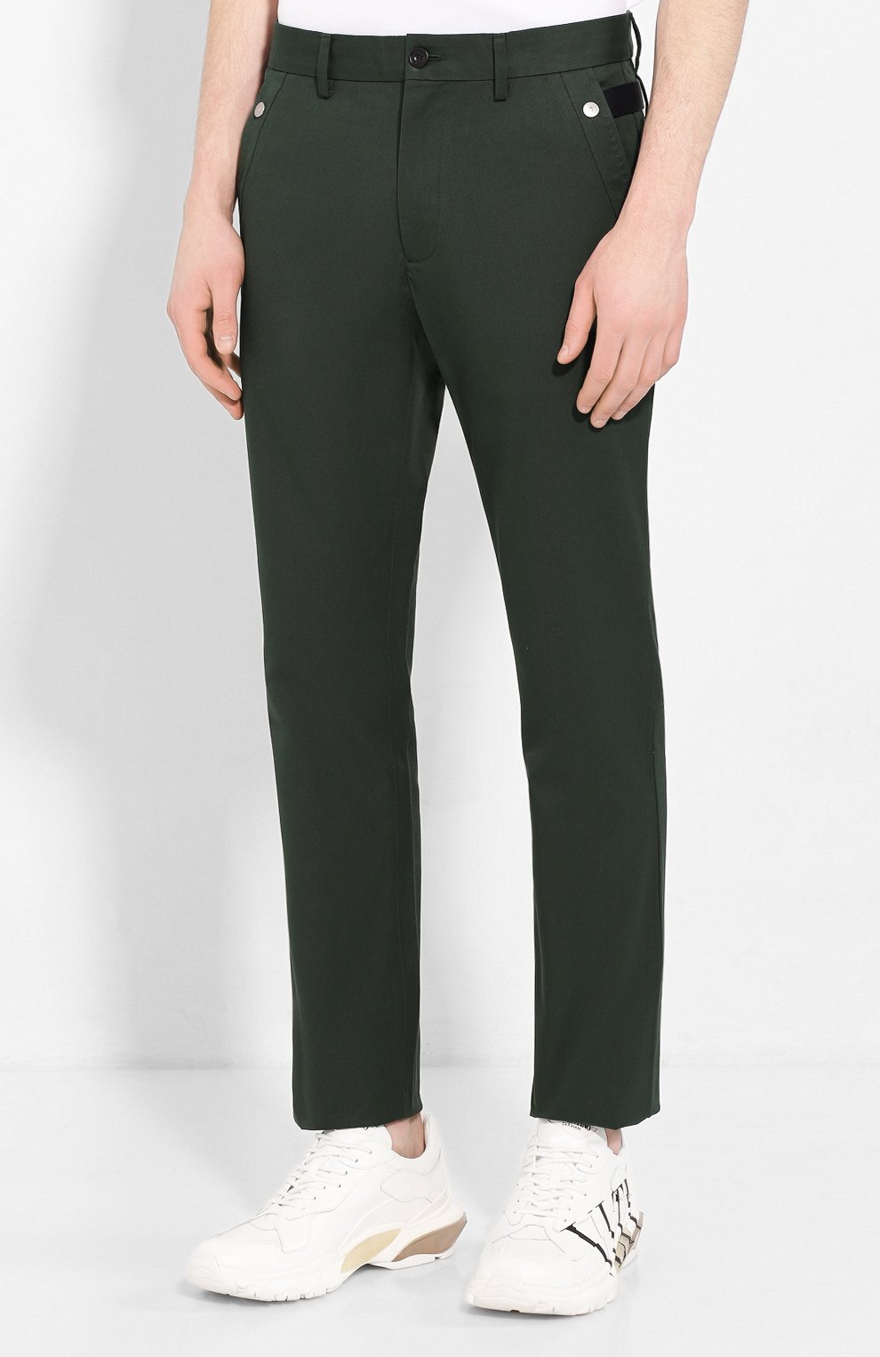 Мужские хлопковые брюки BURBERRY зеленого цвета, арт. 8023158 | Фото 3 (Случай: Повседневный; Материал внешний: Хлопок)