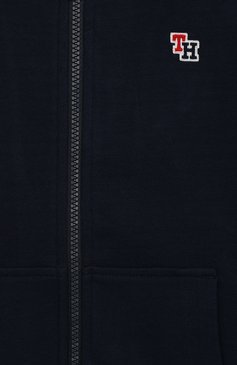 Детский хлопковая толстовка с капюшоном TOMMY HILFIGER темно-синего цвета, арт. KB0KB04950 | Фото 3 (Рукава: Длинные; Мальчики Кросс-КТ: Толстовка-спорт; Статус проверки: Проверена категория)