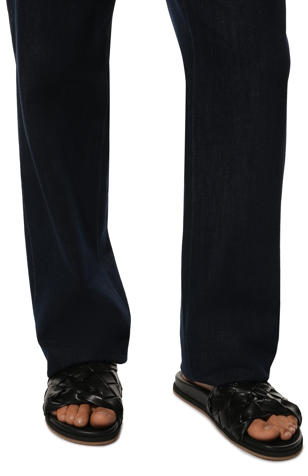 Мужские кожаные шлепанцы SANTONI черного цвета, арт. MCEG18153HV6MG0RN01 | Фото 3 (Материал внутренний: Натуральная кожа; Материал сплава: Проставлено; Нос: Не проставлено)