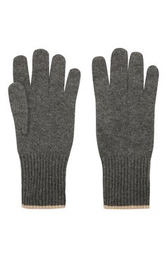 Мужские кашемиро�вые перчатки BRUNELLO CUCINELLI серого цвета, арт. M2293118 | Фото 2 (Материал: Текстиль, Кашемир, Шерсть; Кросс-КТ: Трикотаж)