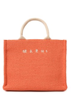Женский сумка-тоут basket small MARNI оранжевого цвета, арт. SHMP0077U0/P3860 | Фото 1 (Сумки-технические: Сумки-шопперы; Материал сплава: Проставлено; Материал: Текстиль; Драгоценные камни: Проставлено; Размер: small)