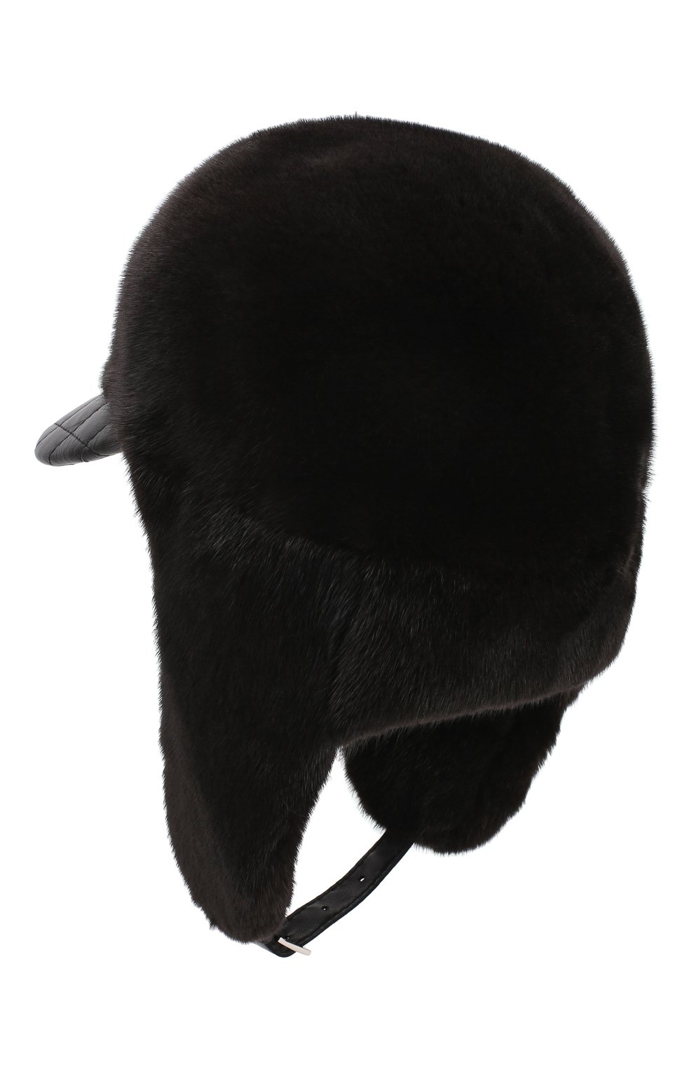 Мужская шапка-ушанка из меха норки FURLAND черного цвета, арт. 0226902110156300000 | Фото 2 (Материал: Натуральная кожа, Натуральный мех)