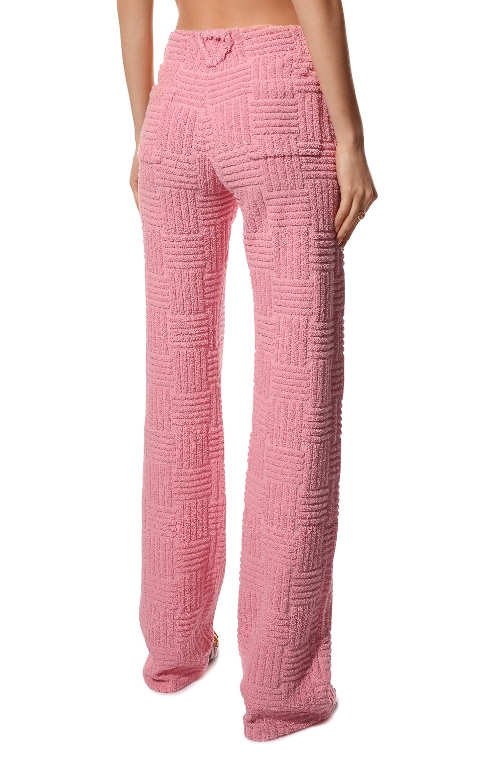 Женские брюки из хлопка и вискозы BOTTEGA VENETA розового цвета, арт. 690528/V1LW0 | Фото 4 (Длина (брюки, джинсы): Удлиненные; Женское Кросс-КТ: Брюки-одежда; Силуэт Ж (брюки и джинсы): Прямые; Материал внешний: Хлопок)