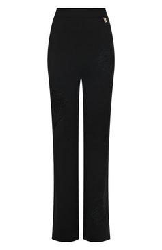 Женские брюки BLUGIRL черного цвета, арт. RF3223/MS99E | Фото 1 (Длина (брюки, джинсы): Стандартные; Женское Кросс-КТ: Брюки-одежда; Материал внешний: Синтетический материал, Вискоза; Силуэт Ж (брюки и джинсы): Прямые; Материал сплава: Проставлено; Драгоценные камни: Проставлено; Стили: Кэжуэл)