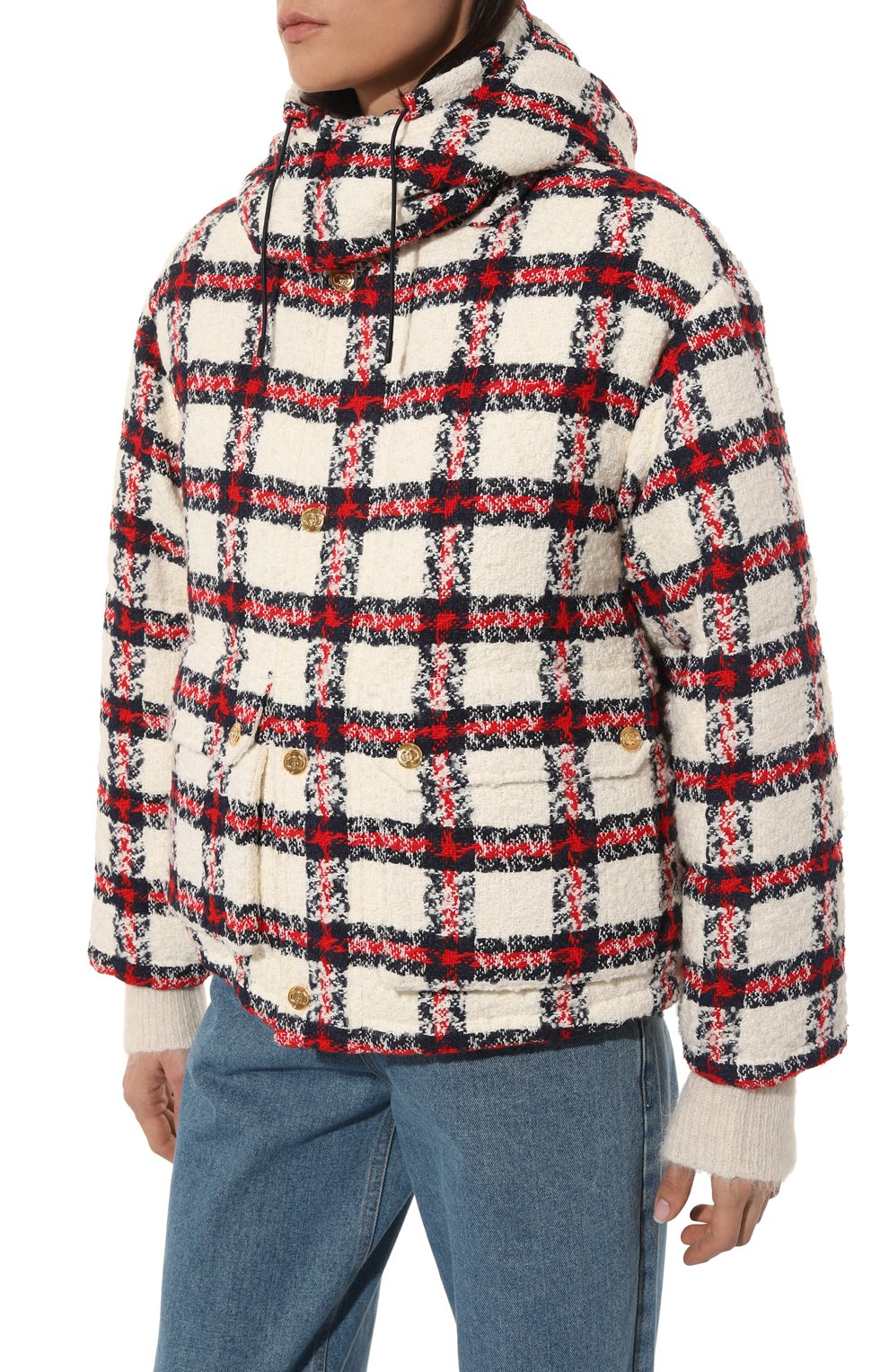 Женская куртка GUCCI красного цвета, арт. 663281 ZAGLK | Фото 3 (Кросс-КТ: Куртка; Рукава: Длинные; Материал внешний: Синтетический материал; Материал сплава: Проставлено; Драгоценные камни: Проставлено; Длина (верхняя одежда): Короткие; Стили: Кэжуэл)