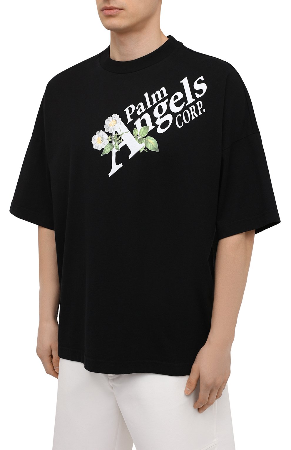 Мужская хлопковая футболка PALM ANGELS черного цвета, арт. PMAA041S21JER0041001 | Фото 3 (Рукава: Короткие; Длина (для топов): Стандартные; Стили: Гранж; Принт: С принтом; Материал внешний: Хлопок)