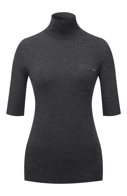 Женский пуловер из шерсти и шелка PRADA серого цвета по цене 115000 руб., арт. P26380-1XA3-F0480-202 | Фото 1