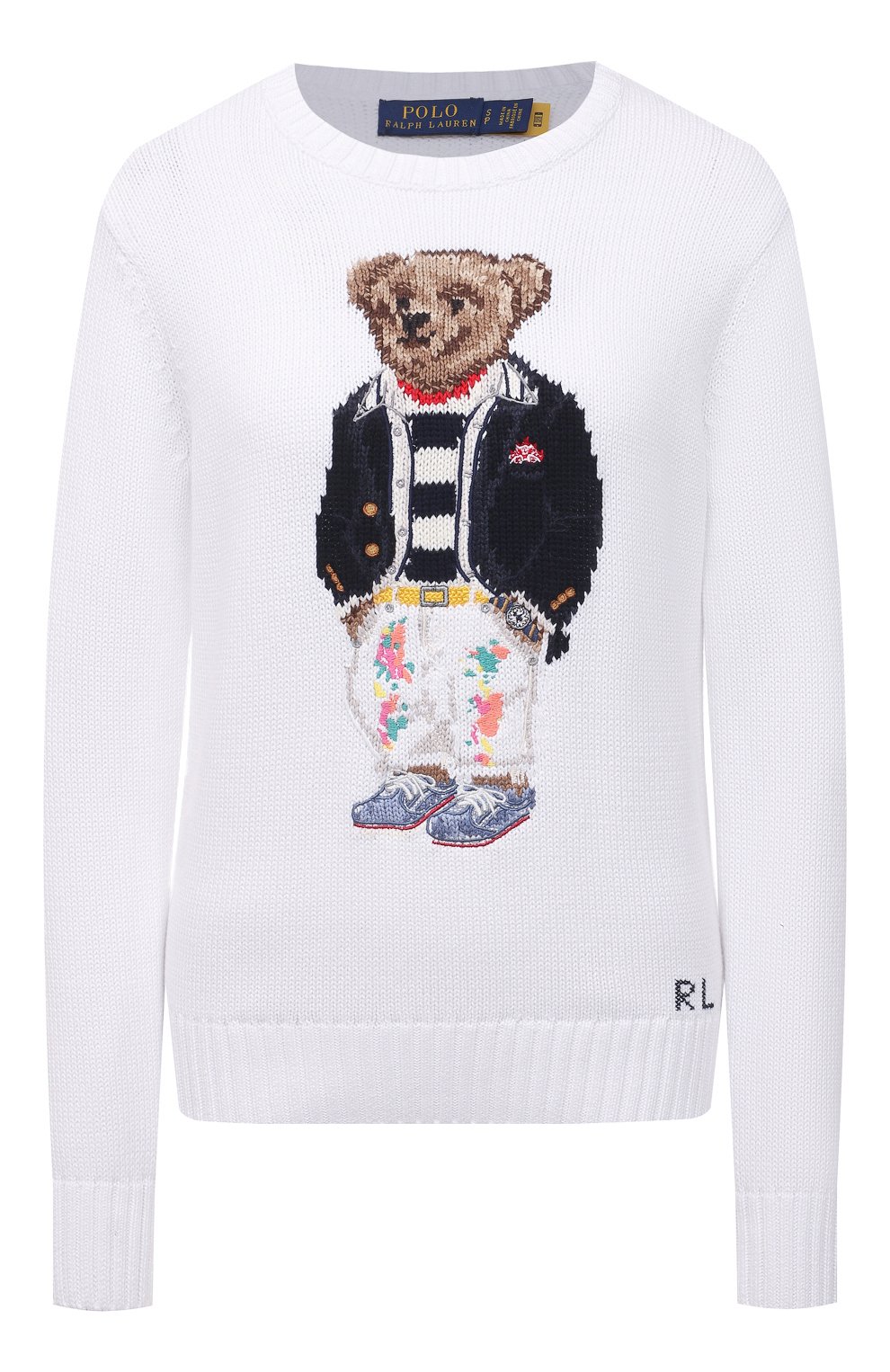 Хлопковый пуловер Polo Ralph Lauren 211856726, цвет белый, размер 40 - фото 1