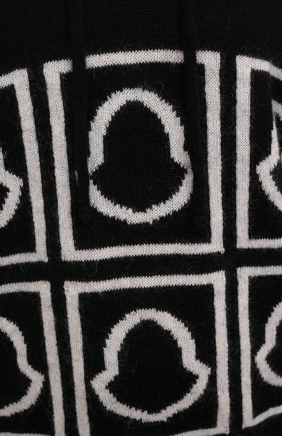 Мужской худи MONCLER черного цвета, арт. G2-091-9C000-13-M1240 | Фото 5 (Материал внешний: Шерсть; Рукава: Длинные; Длина (для топов): Стандартные; Принт: С принтом; Мужское Кросс-КТ: Худи-одежда; Материал сплава: Проставлено; Драгоценные камни: Проставлено; Стили: Кэжуэл)