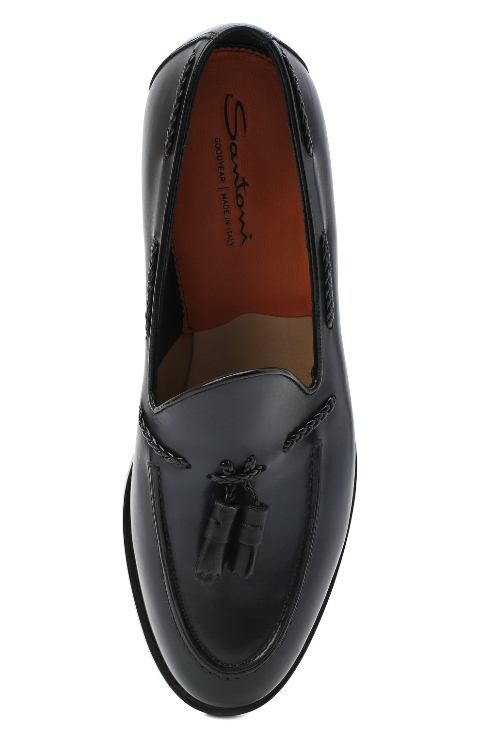Мужские кожаные лоферы SANTONI темно-синего цвета, арт. MCHI12880MD6HVVDU59 | Фото 5 (Материал внутренний: Натуральная кожа; Региональные ограничения белый список (Axapta Mercury): RU; Стили: Классический; Длина стельки: 27,6, 28, 24,7, 25,1, 25,5, 25,9, 26,4, 26,8, 27,2; ширина носка стельки: 9, 9,5; высота каблука: 3,2)