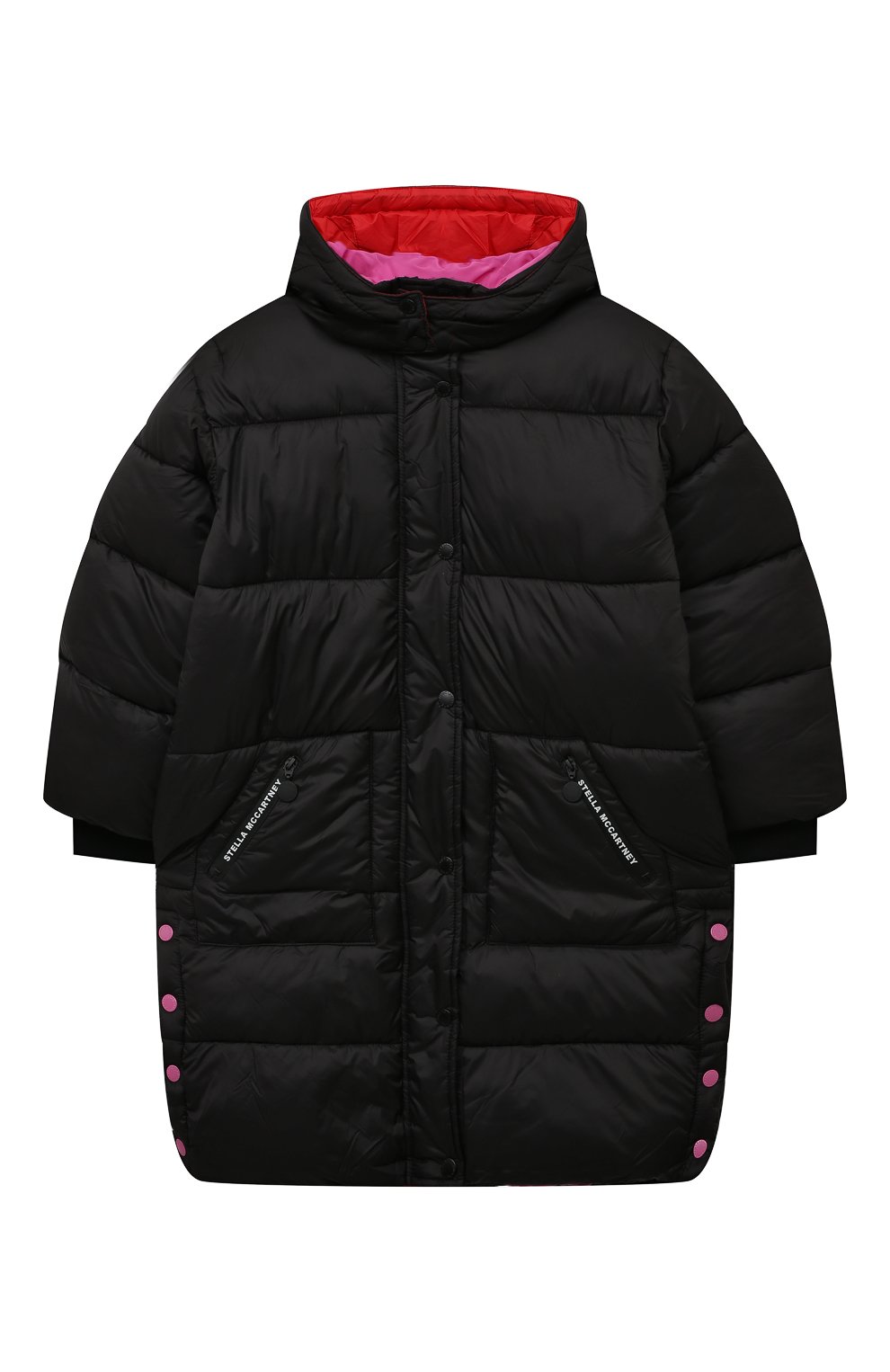 Детская утепленное пальто STELLA MCCARTNEY черного цвета, арт. 8R2B60 | Фото 1 (Рукава: Длинные; Материа л внешний: Синтетический материал; Материал сплава: Проставлено; Драгоценные камни: Проставлено)