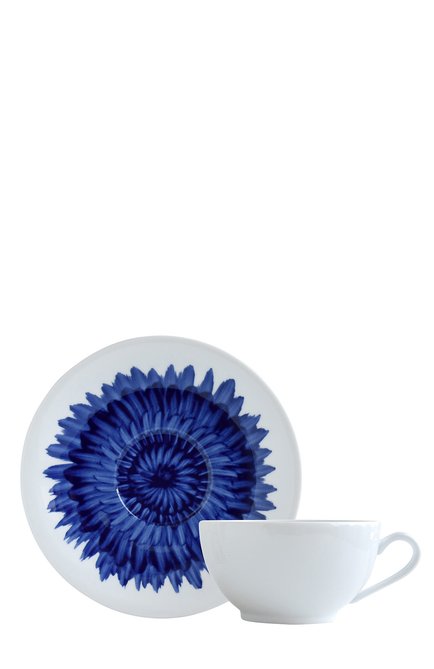Чашка для завтрака с блюдцем in bloom BERNARDAUD синего цвета, арт. 1768/21512 | Фото 1 (Статус проверки: Проверен а категория; Интерьер_коллекция: In Bloom; Ограничения доставки: fragile-2)