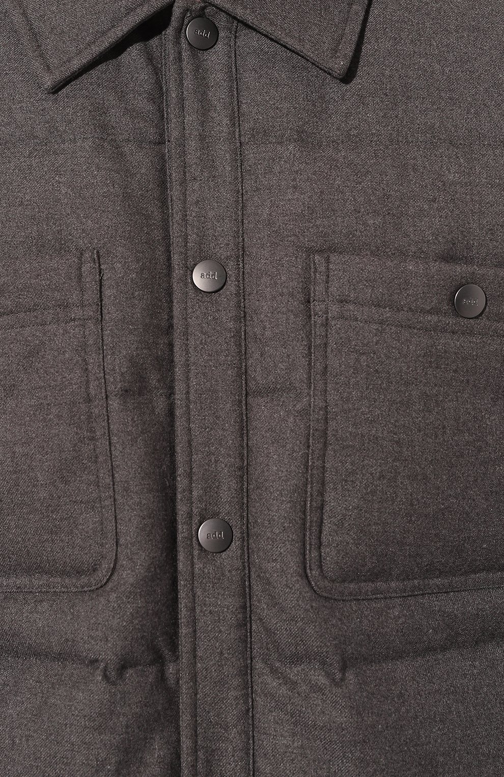 Мужская пуховая куртка ADD темно-серого цвета, арт. 8AMQ30 | Фото 5 (Кросс-КТ: Куртка; Рукава: Длинные; Материал внешний: Синтетический материал; Материал сплава: Проставлено; Мужское Кросс-КТ: Куртка-пуховая; Материал подклада: Синтетический материал; Драгоценные камни: Проставлено; Длина (верхняя одежда): Короткие; Материал утеплителя: Пух и перо; Стили: Кэжуэл)