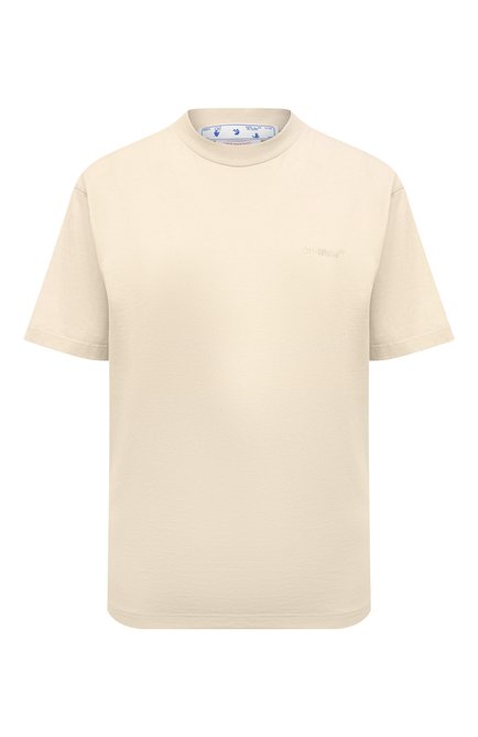 Женская хлопковая футболка OFF-WHITE кремвого цвета по цене 42550 руб., арт. 0WAA049C99JER001 | Фото 1