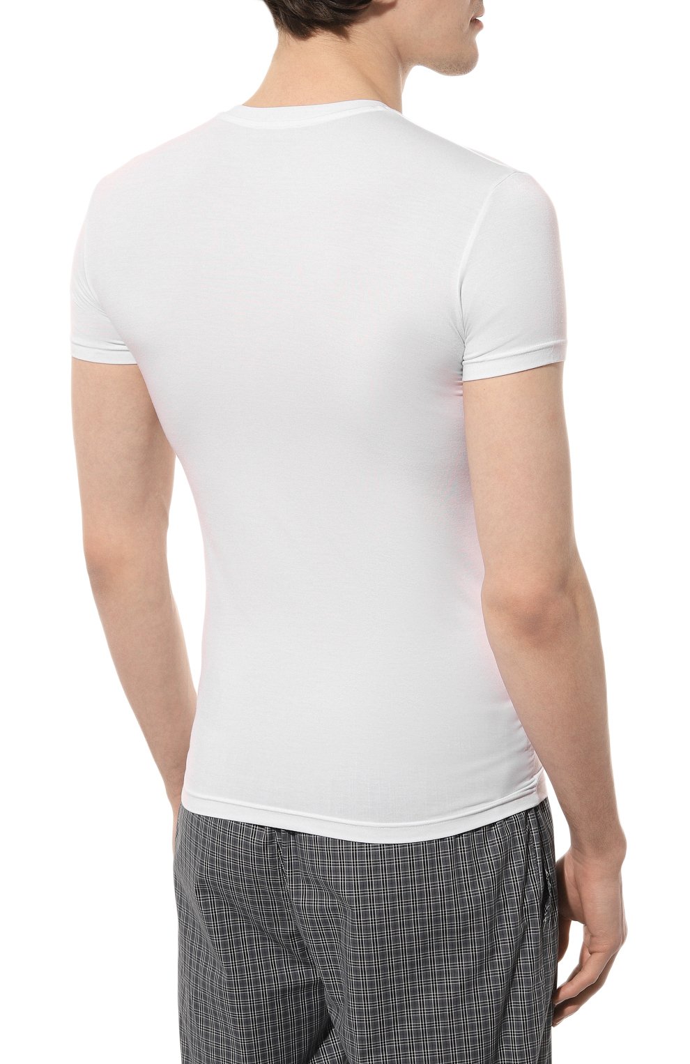 Мужская футболка EMPORIO ARMANI белого цвета, арт. 111035/3R511 | Фото 4 (Кросс-КТ: домашняя одежда; Рукава: Короткие; Материал внешний: Синтетический материал; Длина (для топов): Стандартные)