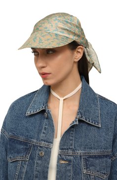 Женская шелковая кепка INVERNI бирюзового цвета, арт. 5567 CT | Фото 2 (Материал: Текстиль, Шелк; Материал сплава: Проставлено; Нос: Не проставлено)