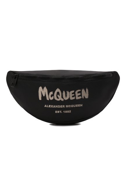 Мужская текстильная поясная сумка ALEXANDER MCQUEEN черного цвета, арт. 683109/1AABW | Фото 1 (Ремень/цепочка: На ремешке; Размер: medium; Материал: Текстиль; Случай: Повседневный)