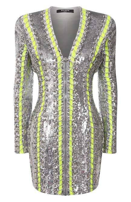 Женское платье BALMAIN серебряного цвета по цене 799500 руб., арт. WF0R9790/P100 | Фото 1