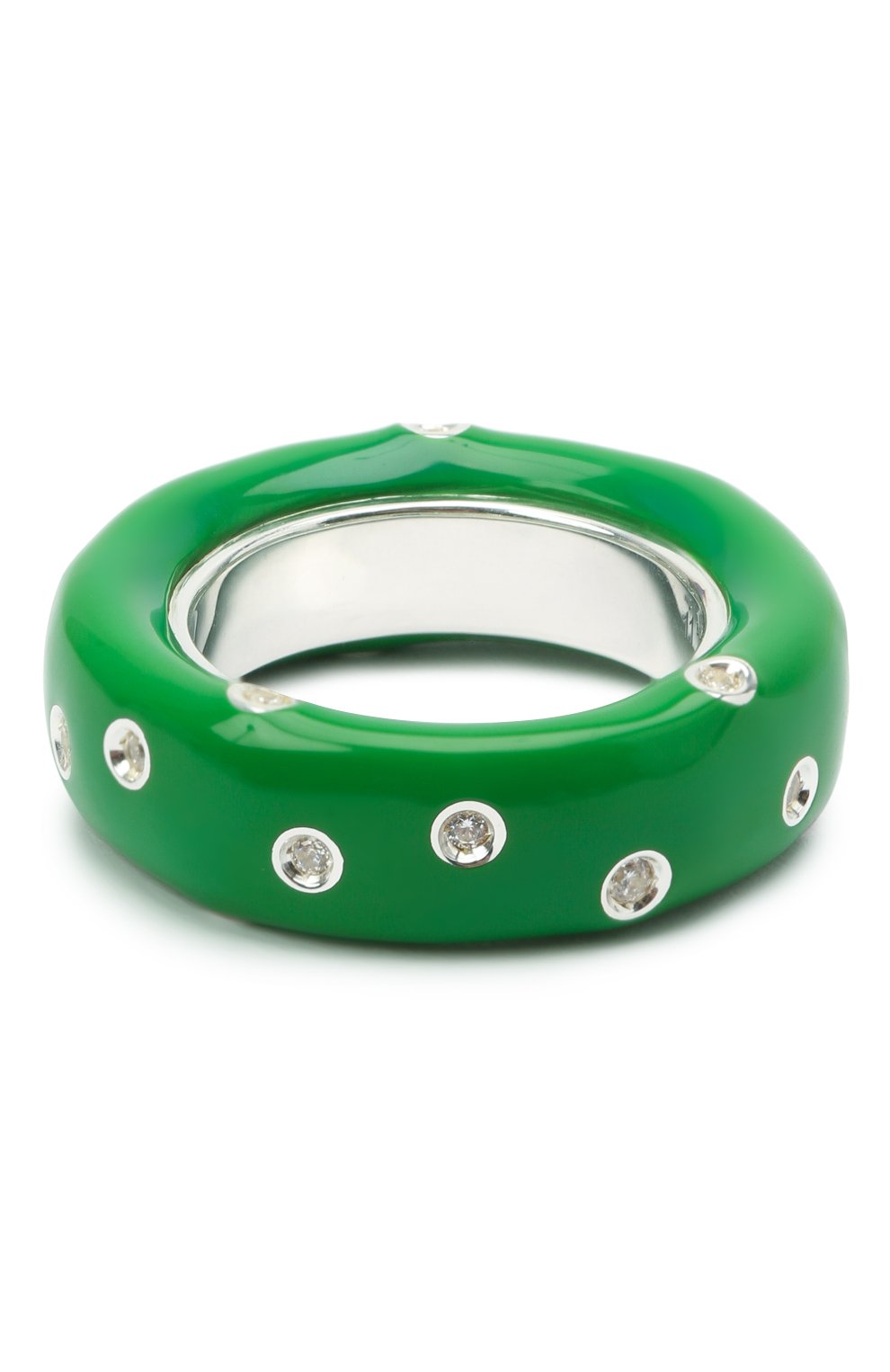 Женское кольцо BOTTEGA VENETA зеленого цвета, арт. 649527/VB0B8 | Фото 3 (Материал: Серебро; Региональные ограничения белый список (Axapta Mercury): RU)