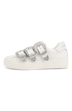 Детские кожаные кеды с ремешками DSQUARED2 белого цвета, арт. 59796/36-41 | Фото 2 (Девочки Кросс-КТ: Обувь-низкие; Материал внутренний: Натуральная кожа; Материал сплава: Проставлено, Проверено; Нос: Не проставлено; Статус проверки: Проверено, Проверена категория; Длина стельки: 23, 24, 24,6, 25,3)