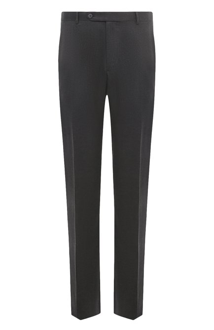 Мужские шерстяные брюки STEFANO RICCI темно-серого цвета, арт. M5T022T003/DG16HC | Фото 1 (Драгоценные камни: Проставлено; Длина (брюки, джинсы): Стандартные; Материал подклада: Купро; Материал внешний: Шерсть; Материал сплава: Проставлено)