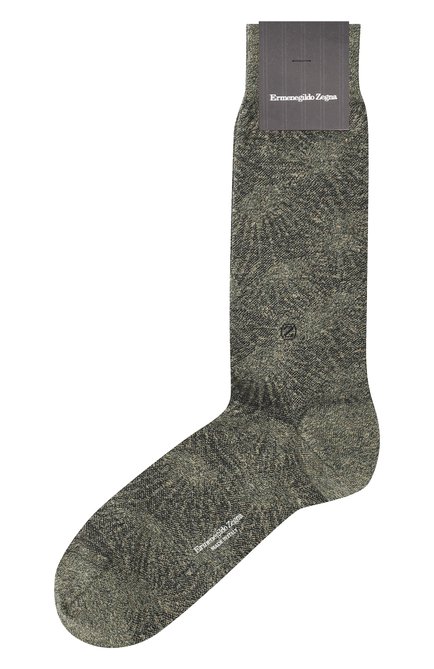 Мужские хлопковые носки ERMENEGILDO ZEGNA зеленого цвета, арт. N5V404910 | Фото 1 (Материал внешний: Хлопок; Кросс-КТ: бельё)