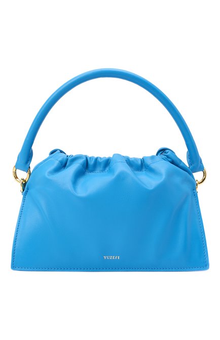 Женская сумка bom YUZEFI голубого цвета, арт. YUZAW20-HB-B0-03 | Фото 1 (Размер: small; Материал: Натуральная кожа; Сумки-технические: Сумки через плечо, Сумки top-handle; Ремень/цепочка: На ремешке)