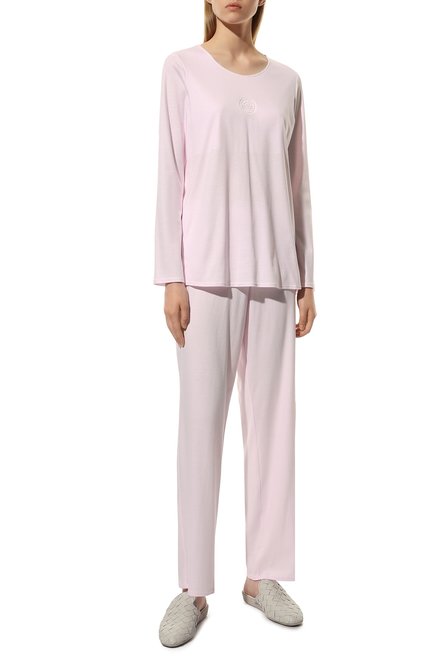 Женская хлопковая пижама LOUIS FERAUD светло-розового цвета, арт. 3883013 | Фото 2 (Материал внешний: Хлопок)