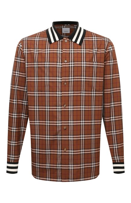 Мужская хлопковая рубашка BURBERRY коричневого цвета по цене 61550 руб., арт. 8048181 | Фото 1