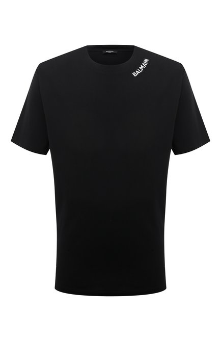 Мужская хлопковая футболка BALMAIN черного цвета по цене 42900 руб., арт. CH1EG000/BC62 | Фото 1