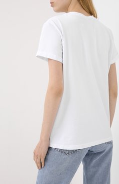 Женская хлопковая футболка SEVEN LAB белого цвета, арт. T20-ALW G021 white | Фото 4 (Рукава: Короткие; Длина (для топов): Стандартные; Принт: С принтом; Материал внешний: Хлопок; Стили: Спорт-шик; Женское Кросс-КТ: Футболка-одежда)
