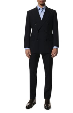 Мужская хлопковая сорочка TOM FORD голубого цвета, арт. QFT192/94C1JE | Фото 2 (Манжеты: На пуговицах; Воротник: Кент; Рукава: Длинные; Рубашки М: Regular Fit; Длина (для топов): Стандартные; Материал внешний: Хлопок; Стили: Классический; Случай: Формальный; Принт: Однотонные)