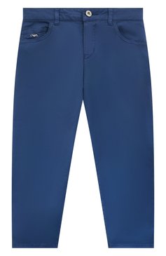 Детские джинсы EMPORIO ARMANI синего цвета, арт. 3L4J79/4N6BZ | Фото 1 (Детали: Однотонный; Материал сплава: Проставлено; Нос: Не проставлено; Материал внешний: Хлопок; Ростовка одежда: 10 - 11 лет | 140 - 146см, 13 - 15 лет | 158 см, 16 лет | 164 см, 4 года | 104 см, 5 лет | 110 см, 6 лет | 116 см, 7 лет | 122 см, 8 лет | 128 см)
