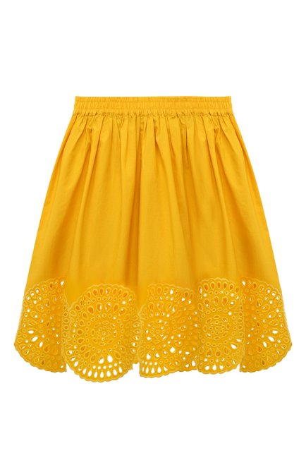 Детская хлопковая юбка STELLA MCCARTNEY желтого цвета, арт. TU7A71 | Фото 1 (Нос: Не проставлено; Материал внешний: Хлопок; Материал сплава: Проставлено)