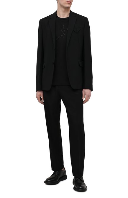 Мужские шерстяные брюки VERSACE черного цвета, арт. A88845/1F00737 | Фото 2 (Материал внешний: Шерсть; Длина (брюки, джинсы): Стандартные; Случай: Повседневный; Стили: Кэжуэл)