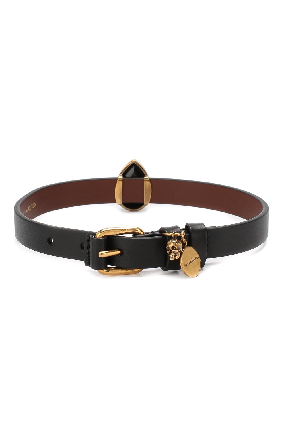 Мужской кожаный браслет ALEXANDER MCQUEEN черного цвета, арт. 560924/0G40T | Фото 2 (Материал: Кожа; Статус проверки: Проверена категория)