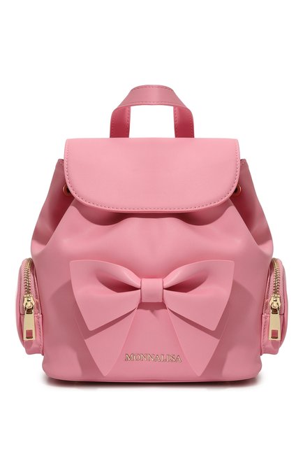 Детская кожаный рюкзак MONNALISA розового цвета, арт. 17B002 | Фото 1 (Материал: Натуральная кожа; Материал сплава: Проставлено; Нос: Не проставлено)