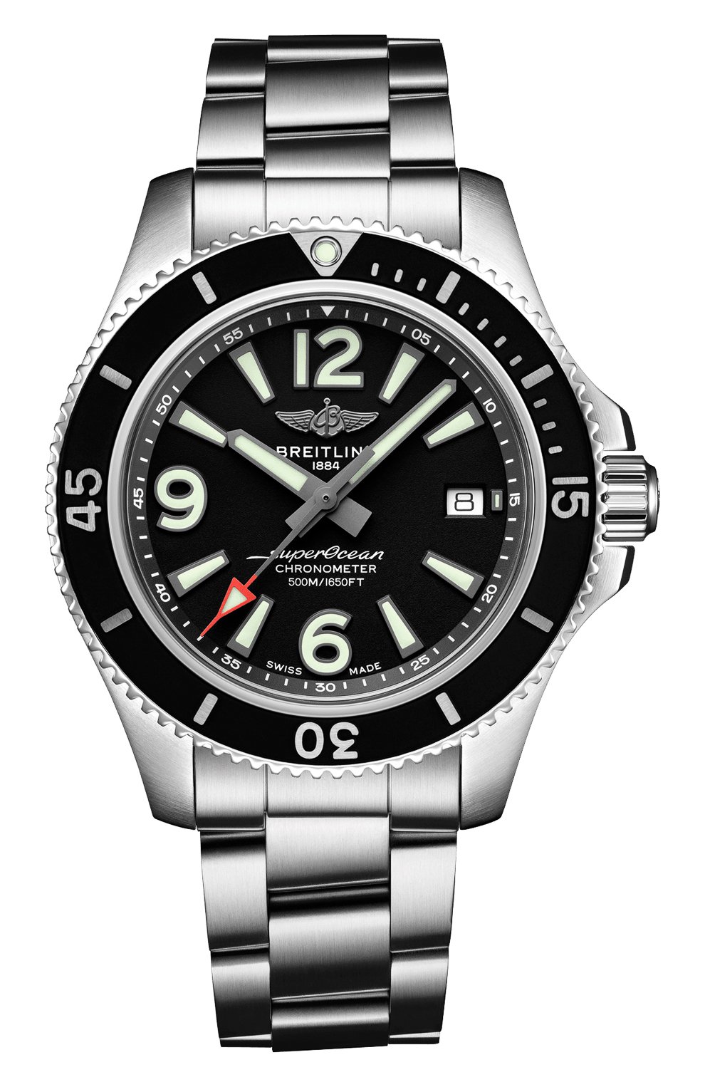 Мужские часы superocean automatic 42 BREITLING бесцветного цвета, арт. A17366021B1A1 | Фото 1 (Механизм: Автомат; Материал корпуса: Сталь; Цвет циферблата: Чёрный)