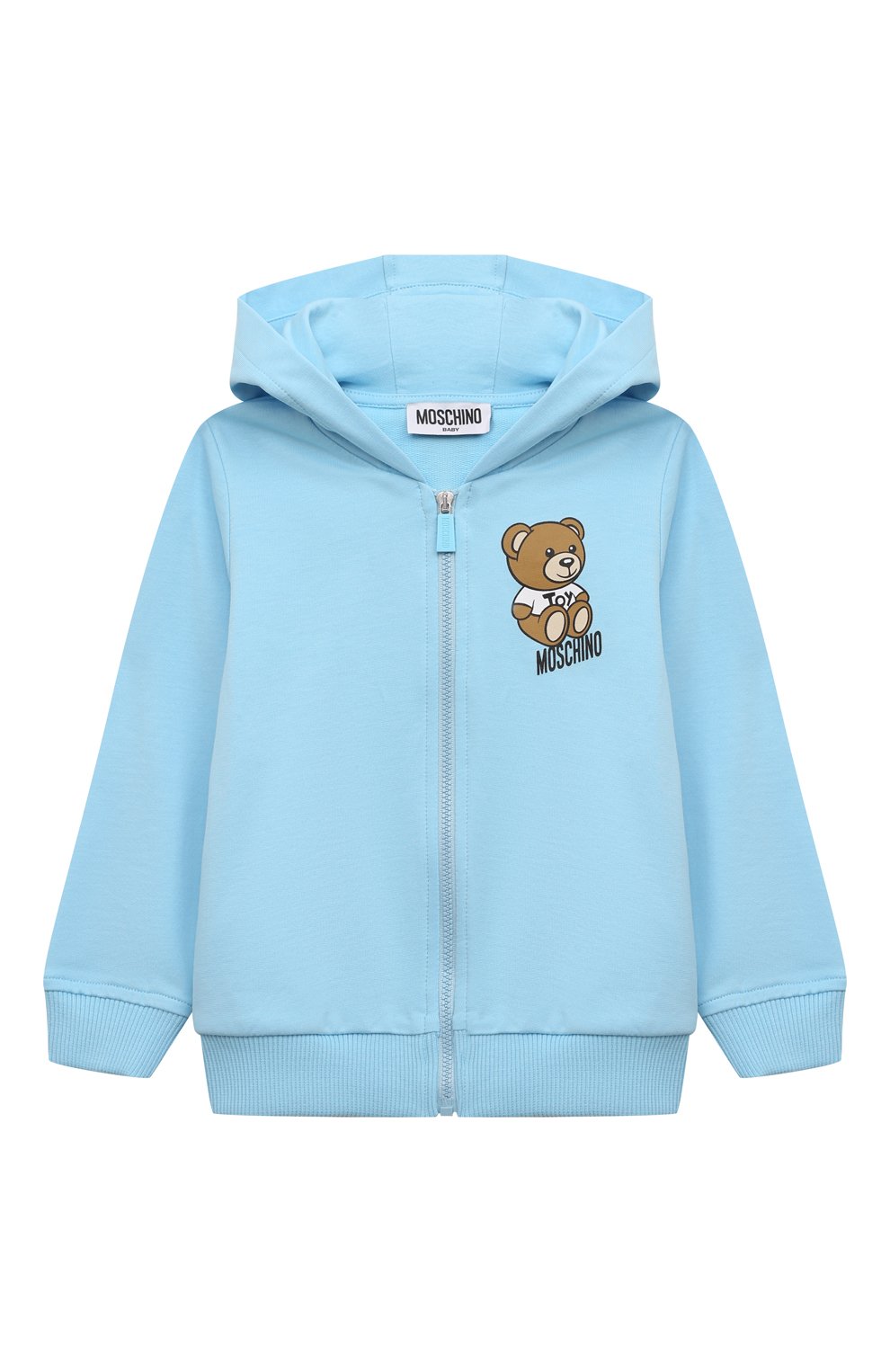 light blue moschino hoodie