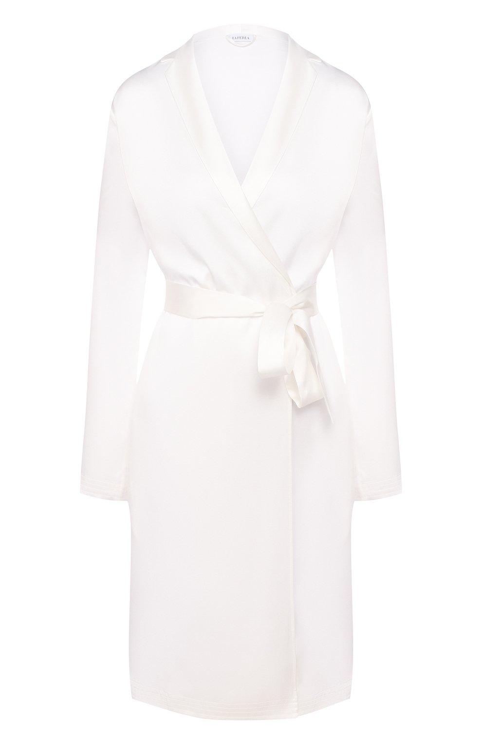 Женский шелковый халат LA PERLA белого цвета, арт. 0020293 | Фото 1 (Материал внешний: Шелк)